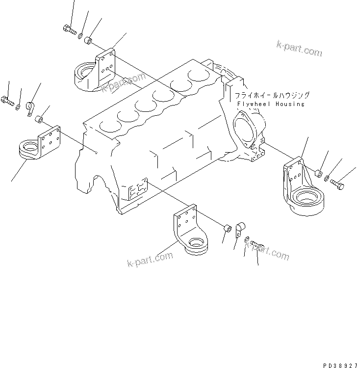 Komatsu parts book diagram for S6D95L-1MM-C S/N 106426-UP: ENGINE MOUNTING