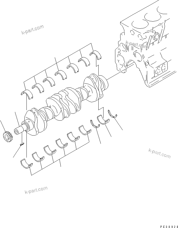 Komatsu parts book diagram for S6D95L-1MM-C S/N 106426-UP: CRANKSHAFT