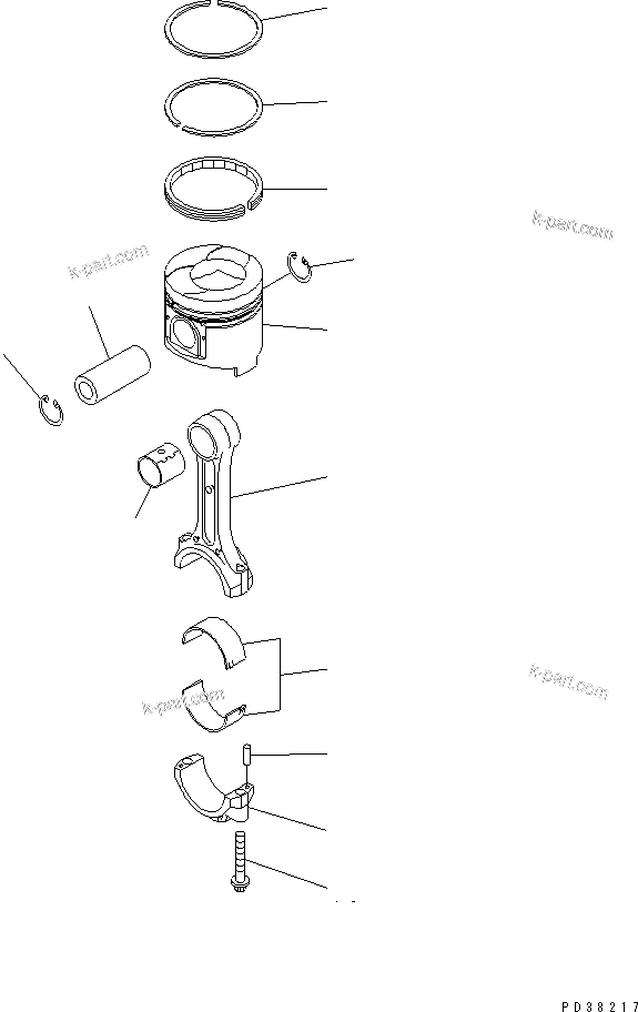 Komatsu parts book diagram for S6D95L-1MM-C S/N 106426-UP: PISTON