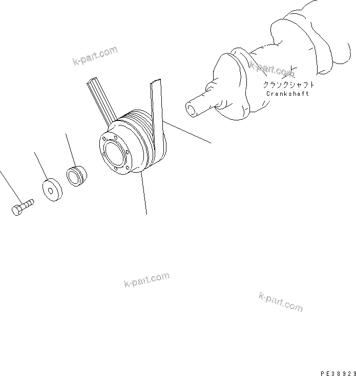 Komatsu parts book diagram for S6D95L-1MM-C S/N 106426-UP: CRANK PULLEY