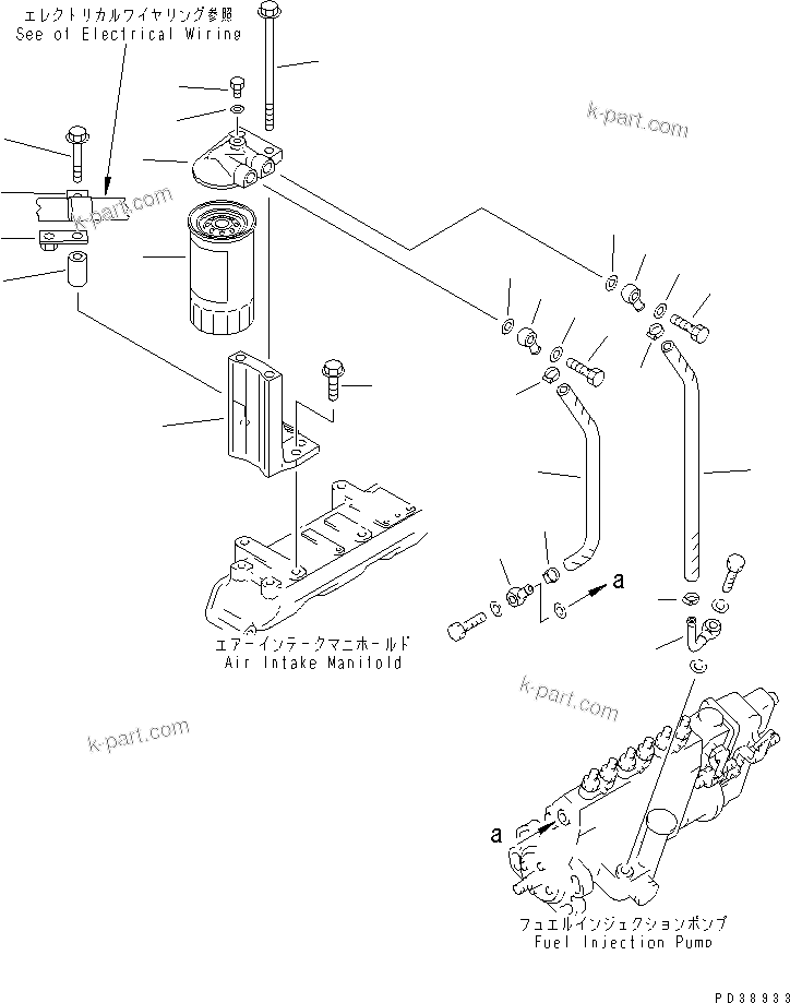 Komatsu parts book diagram for S6D95L-1MM-C S/N 106426-UP: FUEL FILTER