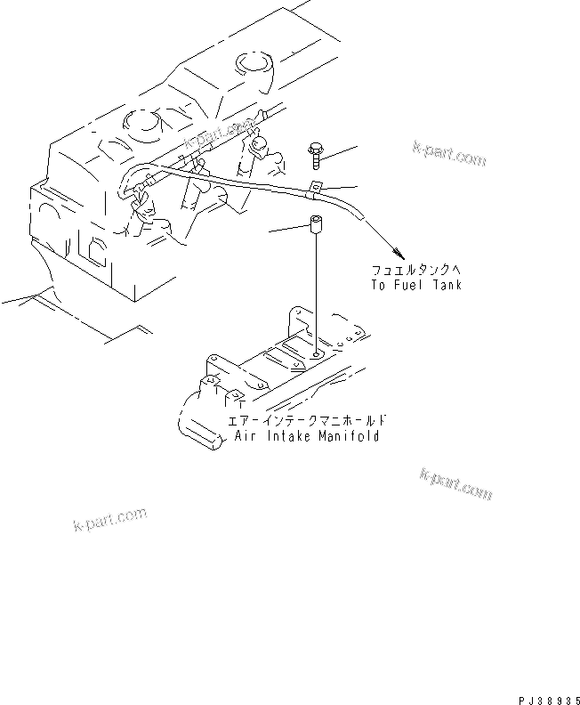 Komatsu parts book diagram for S6D95L-1MM-C S/N 106426-UP: FUEL RETURN