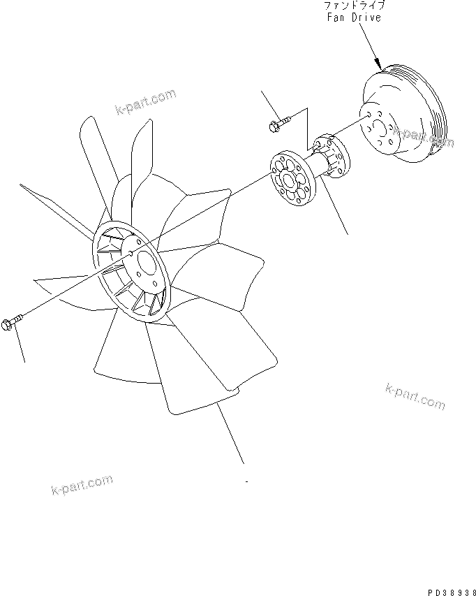 Komatsu parts book diagram for S6D95L-1MM-C S/N 106426-UP: COOLING FAN