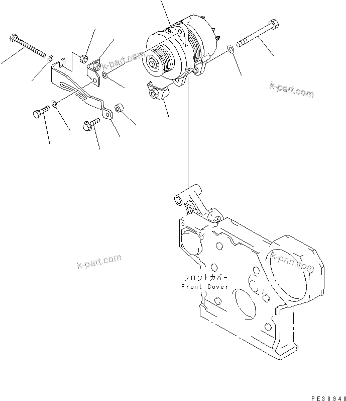 Komatsu parts book diagram for S6D95L-1MM-C S/N 106426-UP: ALTERNATOR MOUNTING (30A)