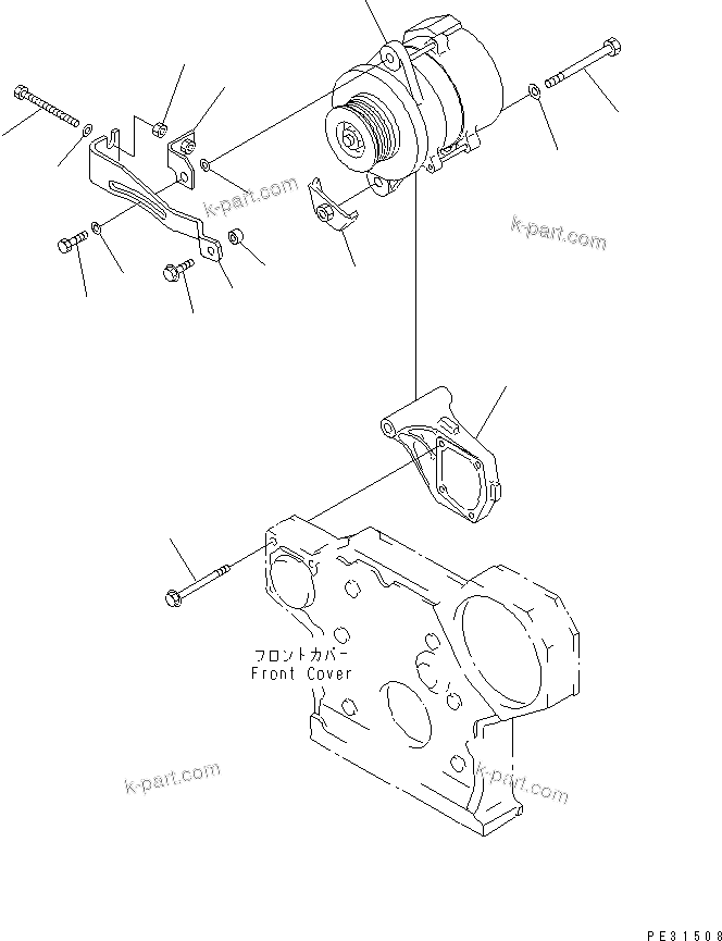 Komatsu parts book diagram for S6D95L-1MM-C S/N 106426-UP: ALTERNATOR MOUNTING (35A)