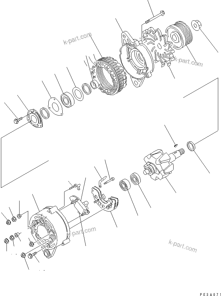 Komatsu parts book diagram for S6D95L-1MM-C S/N 106426-UP: ALTERNATOR (30A) (INNER PARTS)