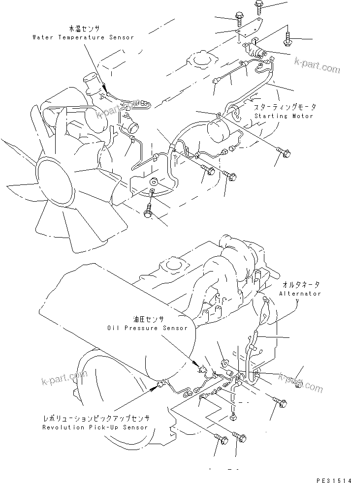 Komatsu parts book diagram for S6D95L-1MM-C S/N 106426-UP: ELECTRICAL WIRING