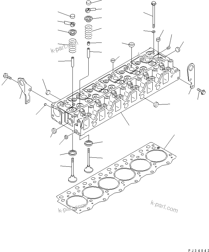 Komatsu parts book diagram for S6D95L-1KK-0 S/N 35360-UP: CYLINDER HEAD