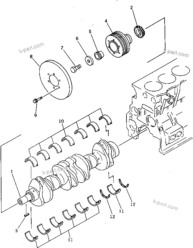 Komatsu parts book diagram for S6D95L-1KK-0 S/N 35360-UP: CRANKSHAFT