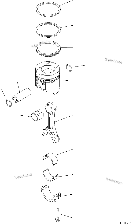 Komatsu parts book diagram for S6D95L-1KK-0 S/N 35360-UP: PISTON AND CONNECTING ROD