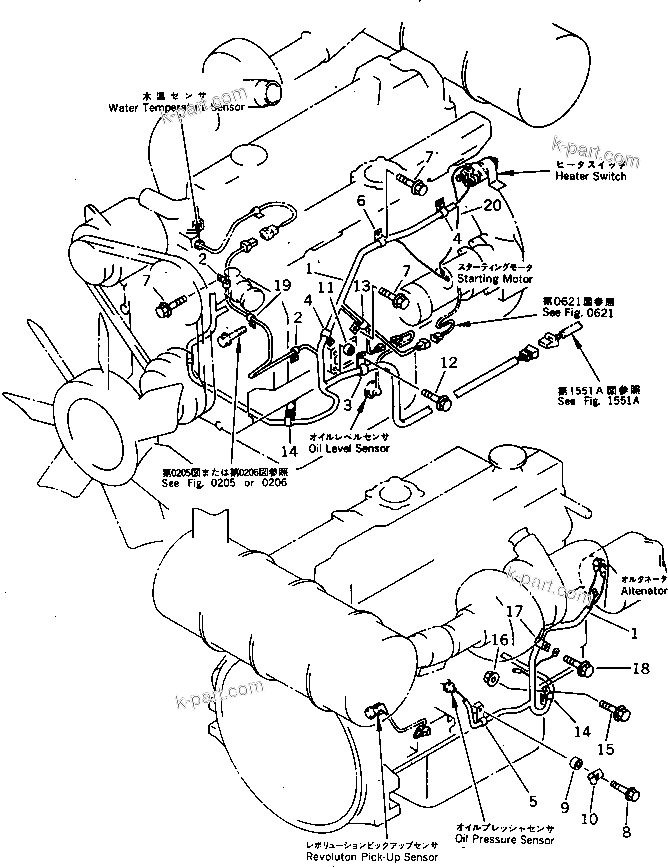 Komatsu parts book diagram for S6D95L-1KK-0 S/N 35360-UP: ELECTRICAL WIRING