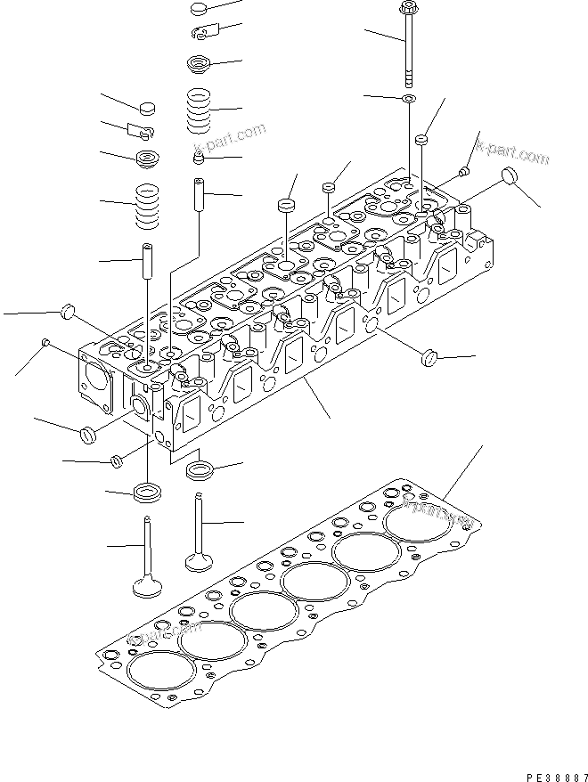 Komatsu parts book diagram for S6D95L-1NN S/N 106426-UP: CYLINDER HEAD