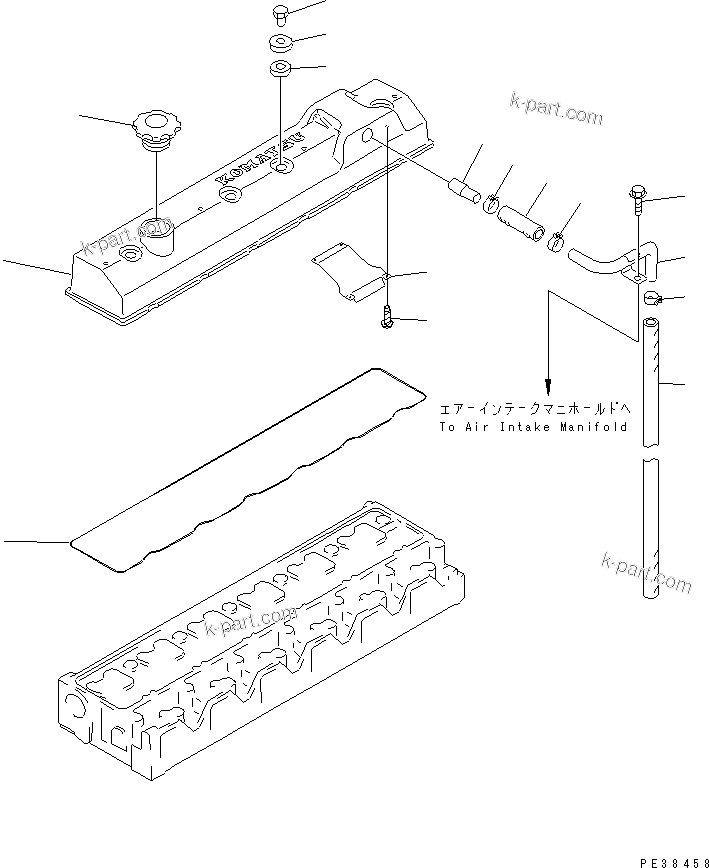 Komatsu parts book diagram for S6D95L-1NN S/N 106426-UP: HEAD COVER