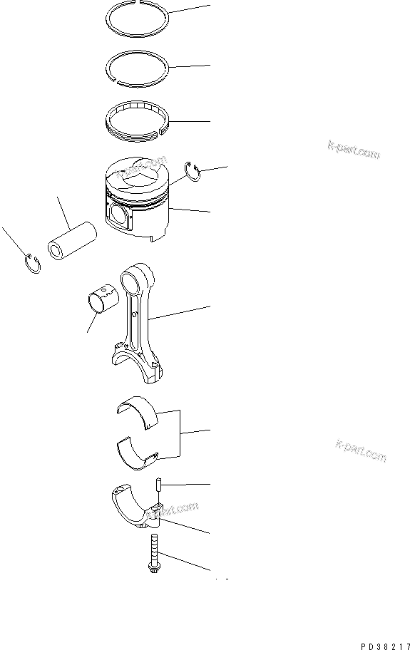 Komatsu parts book diagram for S6D95L-1NN S/N 106426-UP: PISTON