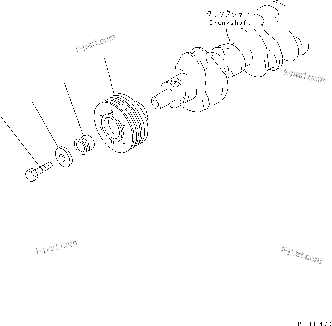 Komatsu parts book diagram for S6D95L-1NN S/N 106426-UP: CRANK PULLEY