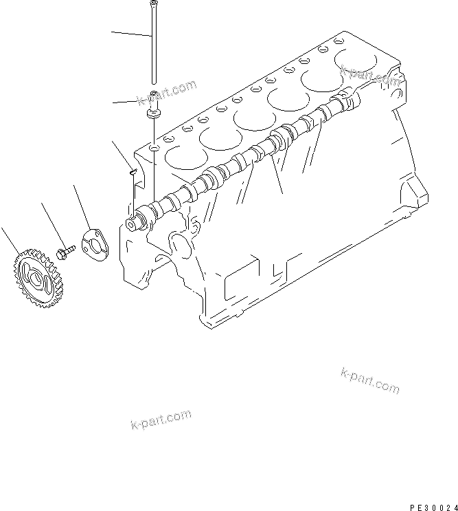 Komatsu parts book diagram for S6D95L-1NN S/N 106426-UP: CAMSHAFT AND TAPPET