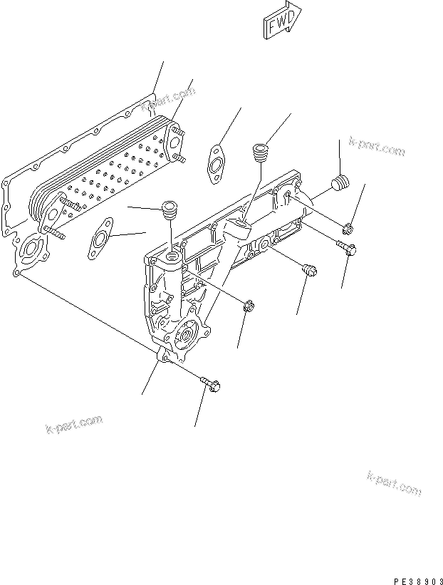 Komatsu parts book diagram for S6D95L-1NN S/N 106426-UP: OIL COOLER