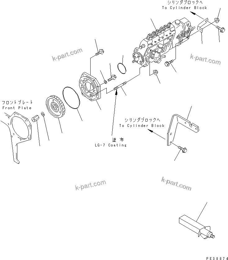 Komatsu parts book diagram for S6D95L-1NN S/N 106426-UP: FUEL INJECTION PUMP MOUNTING