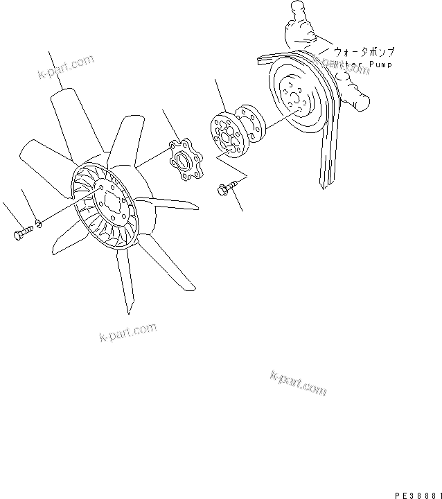 Komatsu parts book diagram for S6D95L-1NN S/N 106426-UP: COOLING FAN