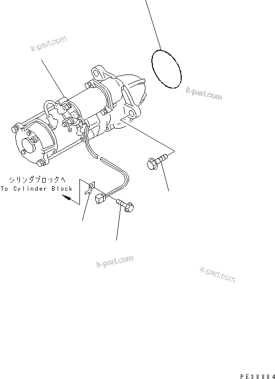 Komatsu parts book diagram for S6D95L-1NN S/N 106426-UP: STARTING MOTOR MOUNTING (5.5KW)