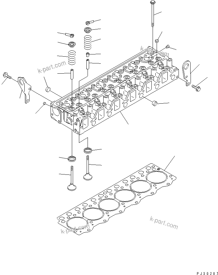 Komatsu parts book diagram for S6D95L-1F S/N 23413-UP: CYLINDER HEAD