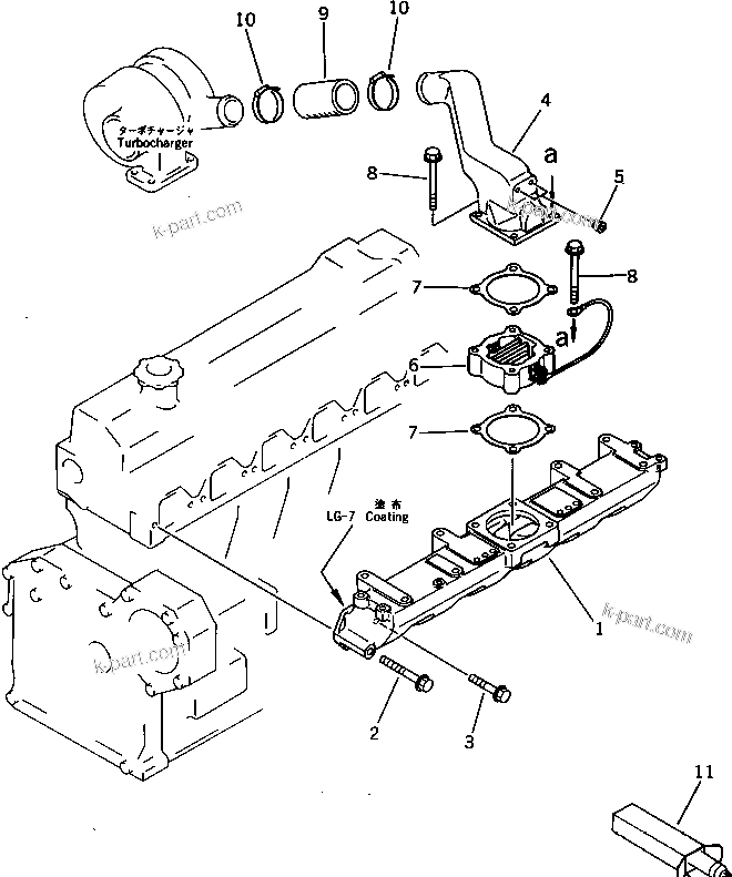Komatsu parts book diagram for S6D95L-1F S/N 23413-UP: AIR INTAKE MANIFOLD AND CONNECTION