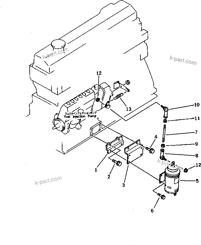 Komatsu parts book diagram for S6D95L-1F S/N 23413-UP: SOLENOID AND MOUNTING