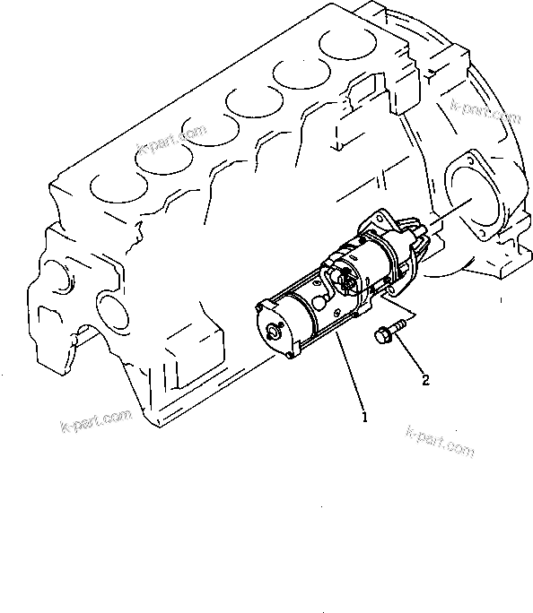 Komatsu parts book diagram for S6D95L-1F S/N 23413-UP: STARTING MOTOR AND MOUNTING
