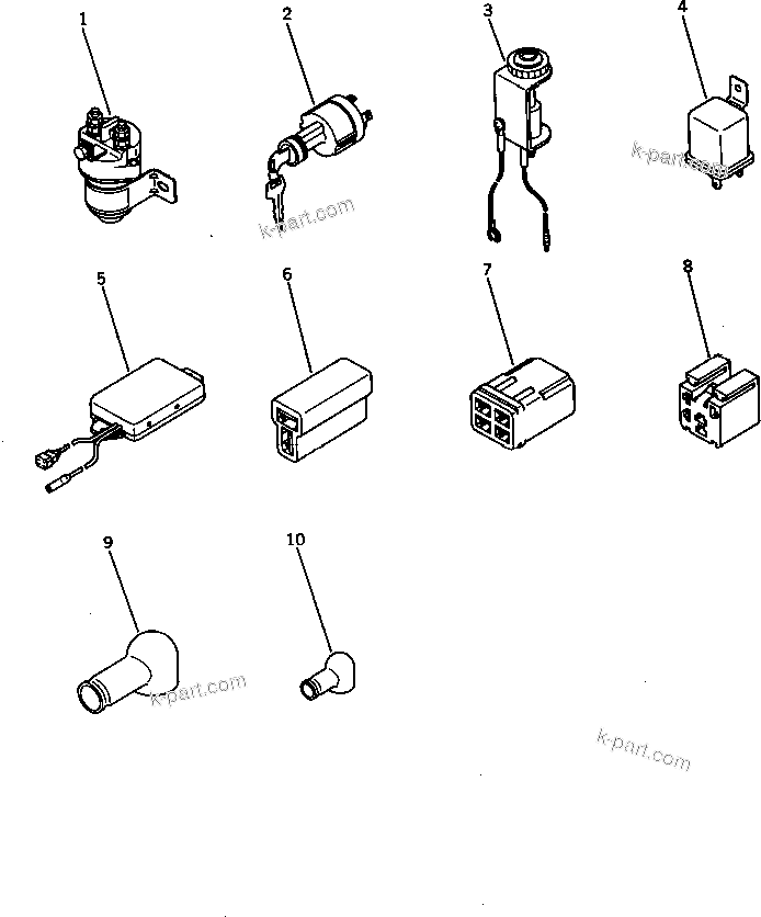 Komatsu parts book diagram for S6D95L-1F S/N 23413-UP: HEATER SWITCH AND HEATER SIGNAL