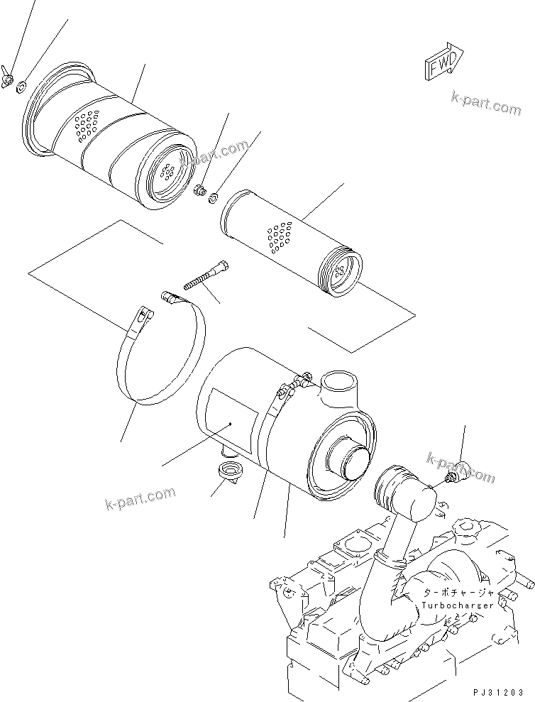 Komatsu parts book diagram for S6D95L-1Q S/N 27756-UP: AIR CLEANER
