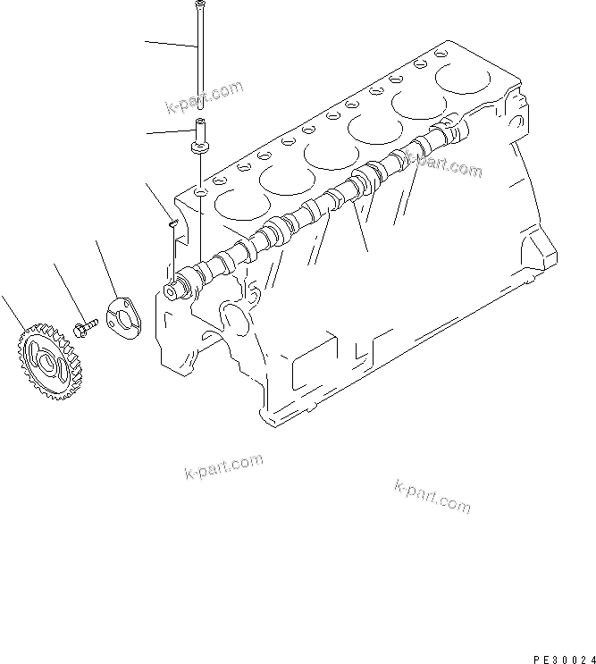 Komatsu parts book diagram for S6D95L-1Q S/N 27756-UP: CAMSHAFT AND TAPPET