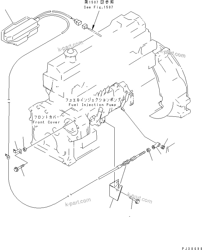 Komatsu parts book diagram for S6D95L-1Q S/N 27756-UP: ENGINE STOP MOTOR AND MOUNTING (WITHOUT AIR COMPRESSOR TYPE)(#92603-)