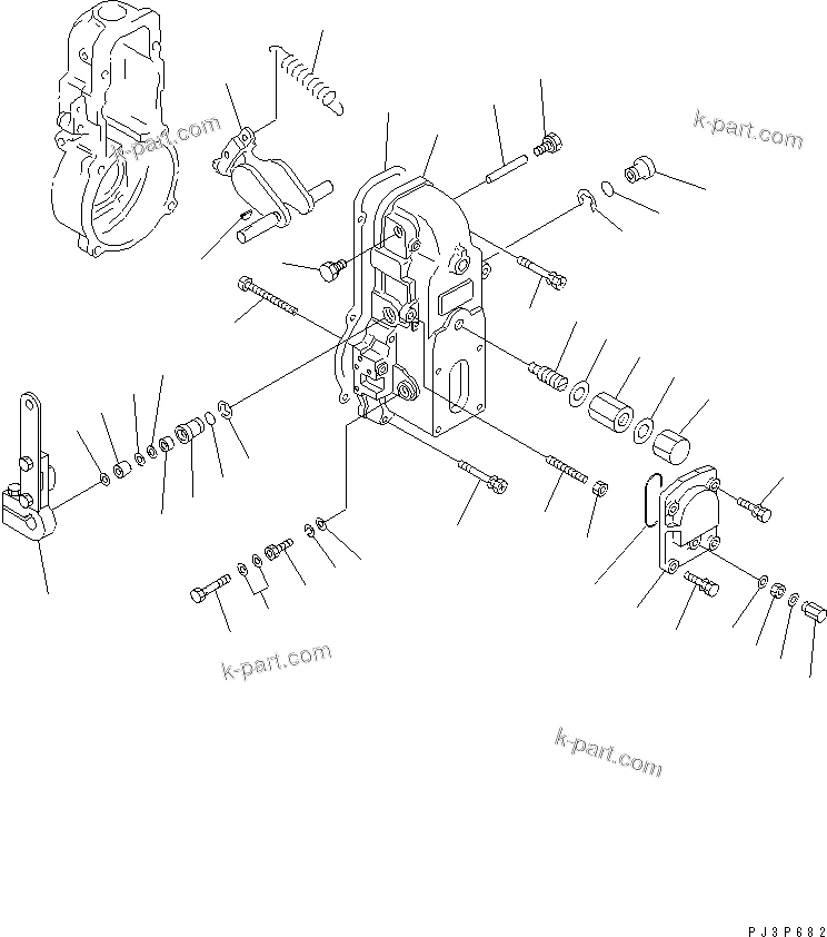 Komatsu parts book diagram for S6D95L-1Q S/N 27756-UP: FUEL INJECTION PUMP (GOVERNOR) (2/2) (WITH AIR COPMRESSOR TYPE)