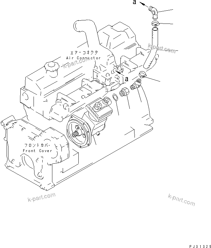 Komatsu parts book diagram for S6D95L-1Q S/N 27756-UP: AIR COMPRESSOR AND PIPING
