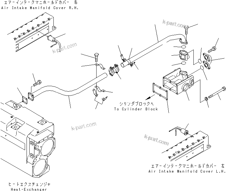 Komatsu parts book diagram for SA12V140-1M S/N 10517-UP: WATER PIPING (2/2) (JG SPEC.)