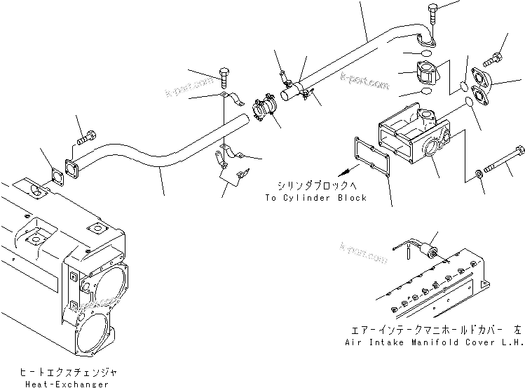 Komatsu parts book diagram for SA12V140-1M S/N 10517-UP: WATER PIPING (2/2) (JCI SPEC.)