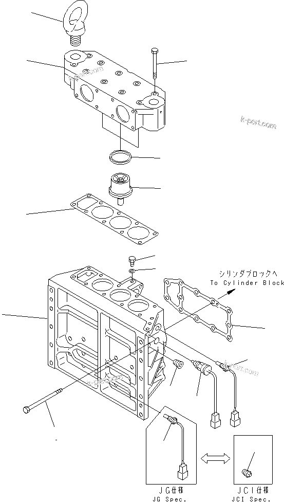 Komatsu parts book diagram for SA12V140-1M S/N 10517-UP: THERMOSTAT HOUSING