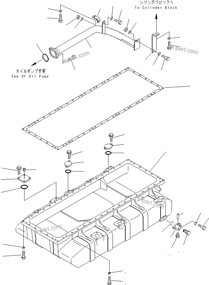 Komatsu parts book diagram for SA12V140-1M S/N 10517-UP: OIL PAN (ALUMINIUM)