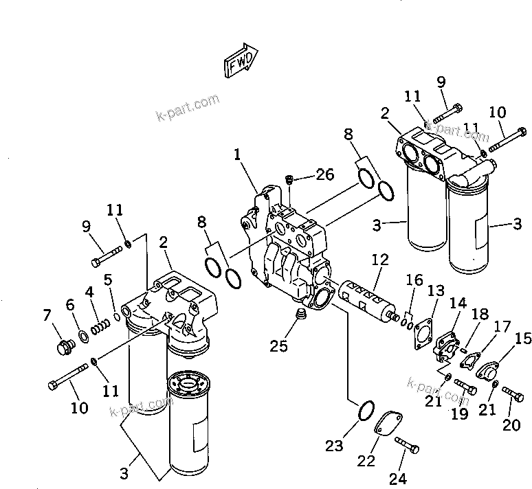 Komatsu parts book diagram for SA12V140-1M S/N 10517-UP: OIL FILTER