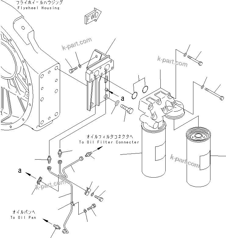 Komatsu parts book diagram for SA12V140-1M S/N 10517-UP: BYPASS FILTER (FOR STEEL OIL PAN)