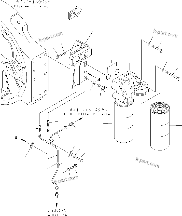 Komatsu parts book diagram for SA12V140-1M S/N 10517-UP: BYPASS FILTER (FOR ALUMINIUM OIL PAN)