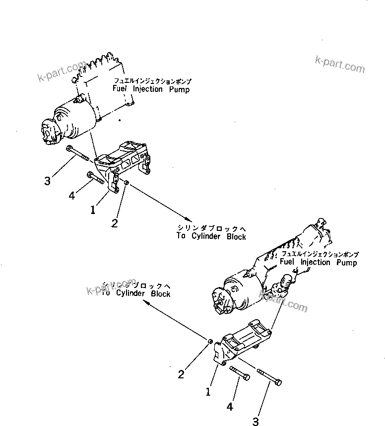 Komatsu parts book diagram for SA12V140-1M S/N 10517-UP: FUEL INJECTION PUMP BRACKET