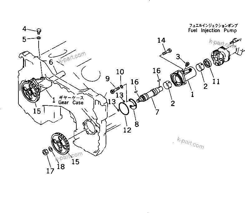 Komatsu parts book diagram for SA12V140-1M S/N 10517-UP: FUEL INJECTION PUMP DRIVE