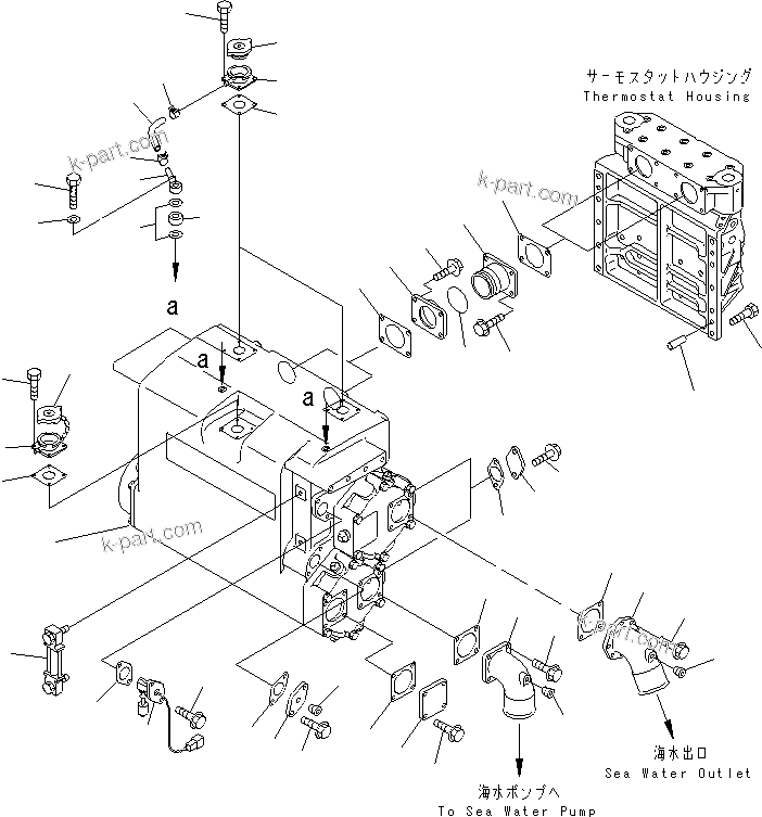 Komatsu parts book diagram for SA12V140-1M S/N 10517-UP: HEAT-EXCHANGER MOUNTING (JG SPEC.)