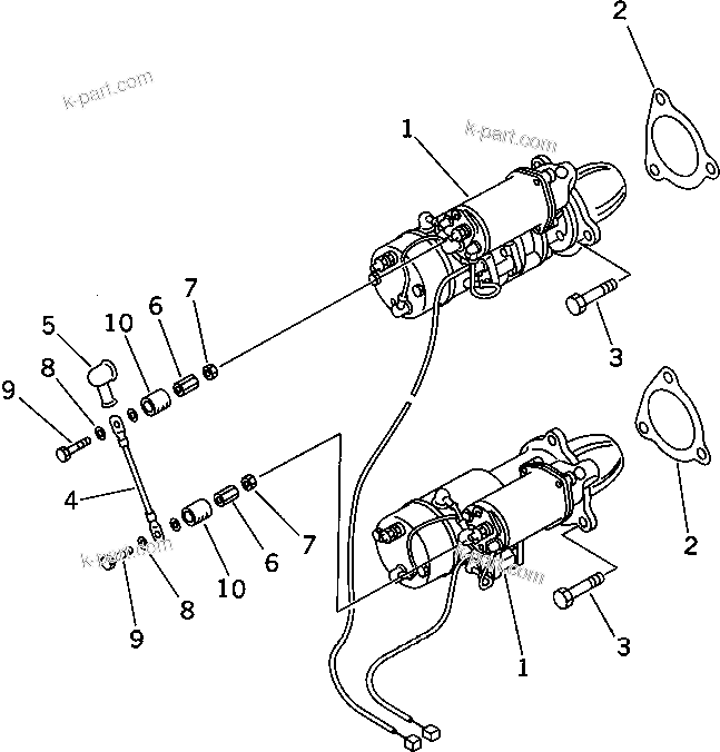 Komatsu parts book diagram for SA12V140-1M S/N 10517-UP: STARTING MOTOR MOUNTING (7.5KW)