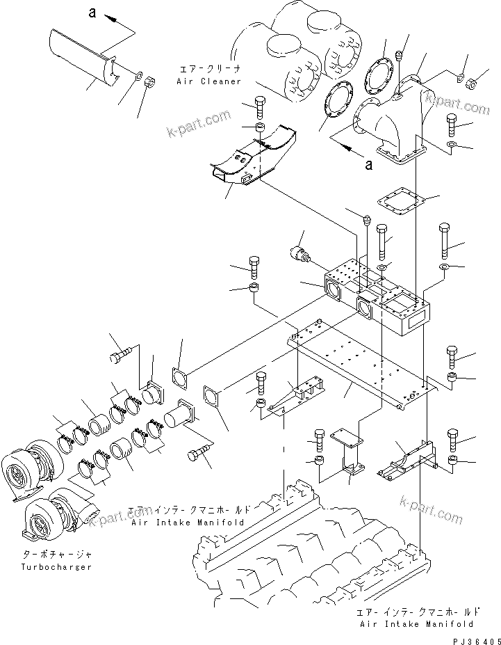 Komatsu parts book diagram for SA12V140-1E-A S/N 10001-UP: AIR CLEANER MOUNTING(#10100-11925)