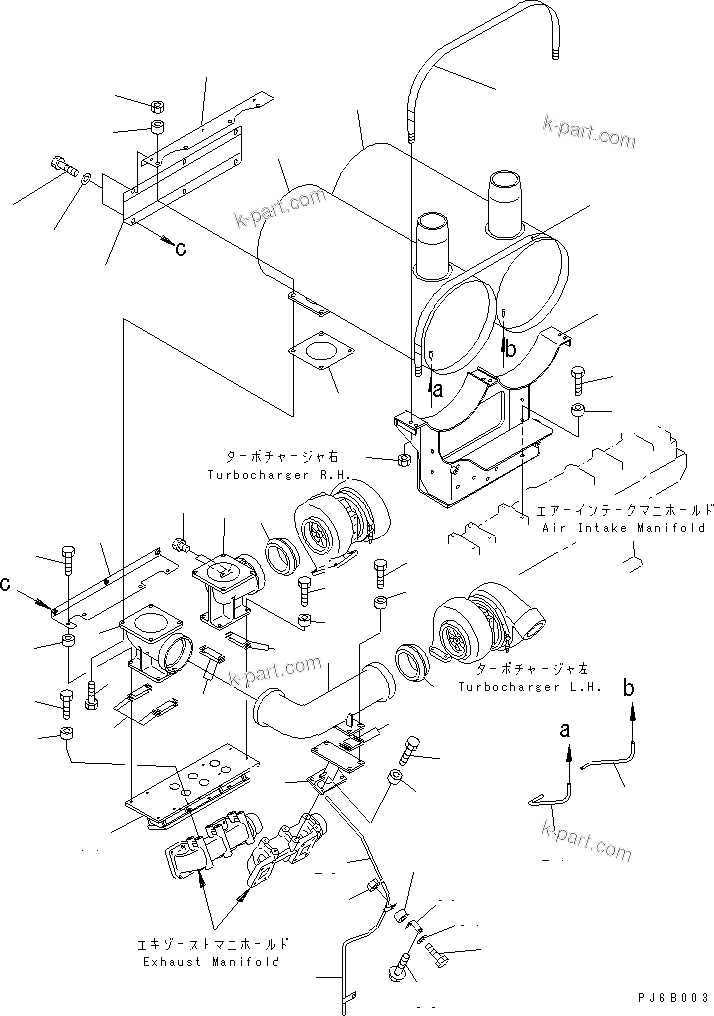 Komatsu parts book diagram for SA12V140-1E-A S/N 10001-UP: MUFFLER (FOR REGULATION OF EC)(#12125-)