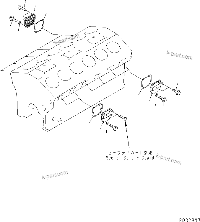 Komatsu parts book diagram for SA12V140-1E-A S/N 10001-UP: CAMFOLLOWER COVER(#10001-11166)