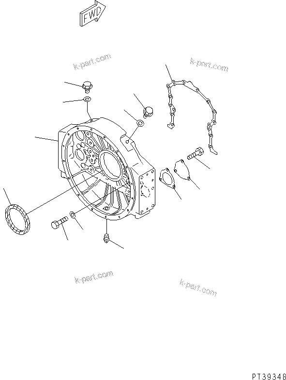 Komatsu parts book diagram for SA12V140-1E-A S/N 10001-UP: FLYWHEEL HOUSING