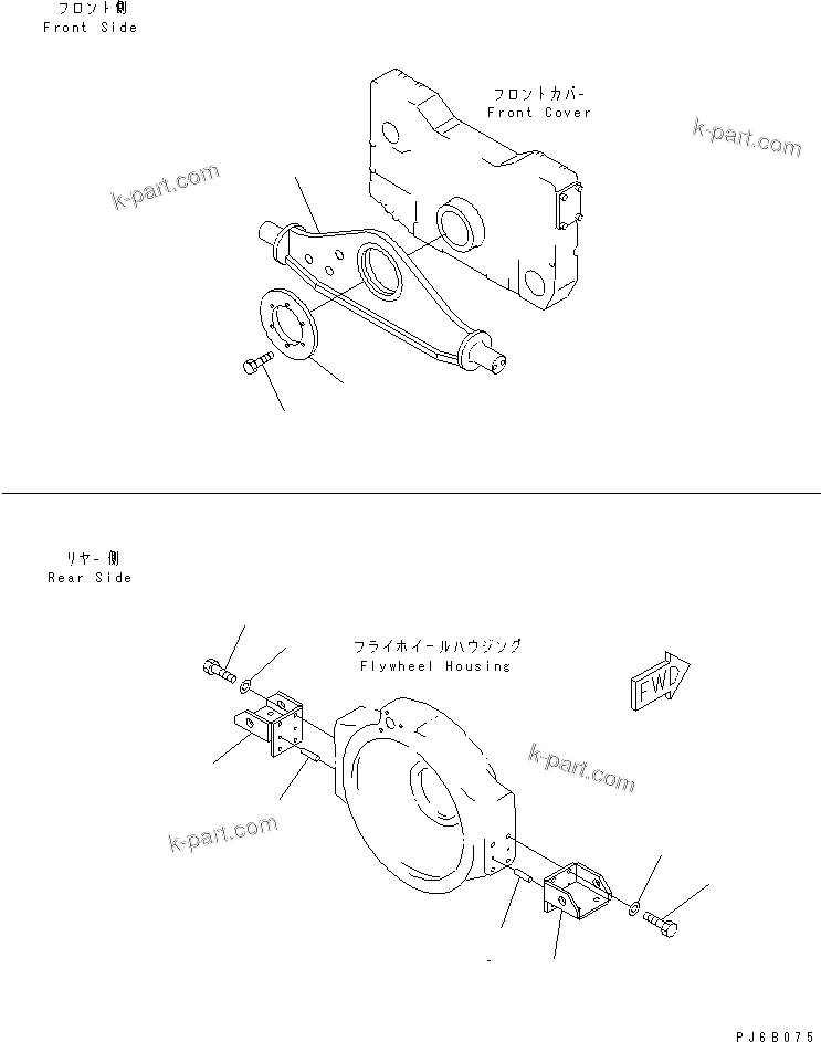 Komatsu parts book diagram for SA12V140-1E-A S/N 10001-UP: ENGINE SUPPORT AND BRACKET(#10100-)